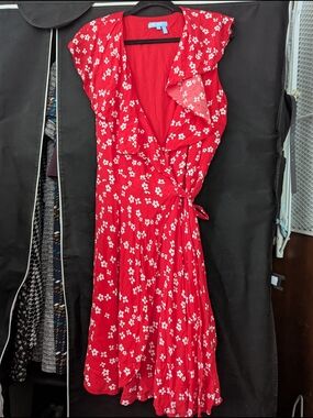 Draper James Red Floral Midi Wrap Dress